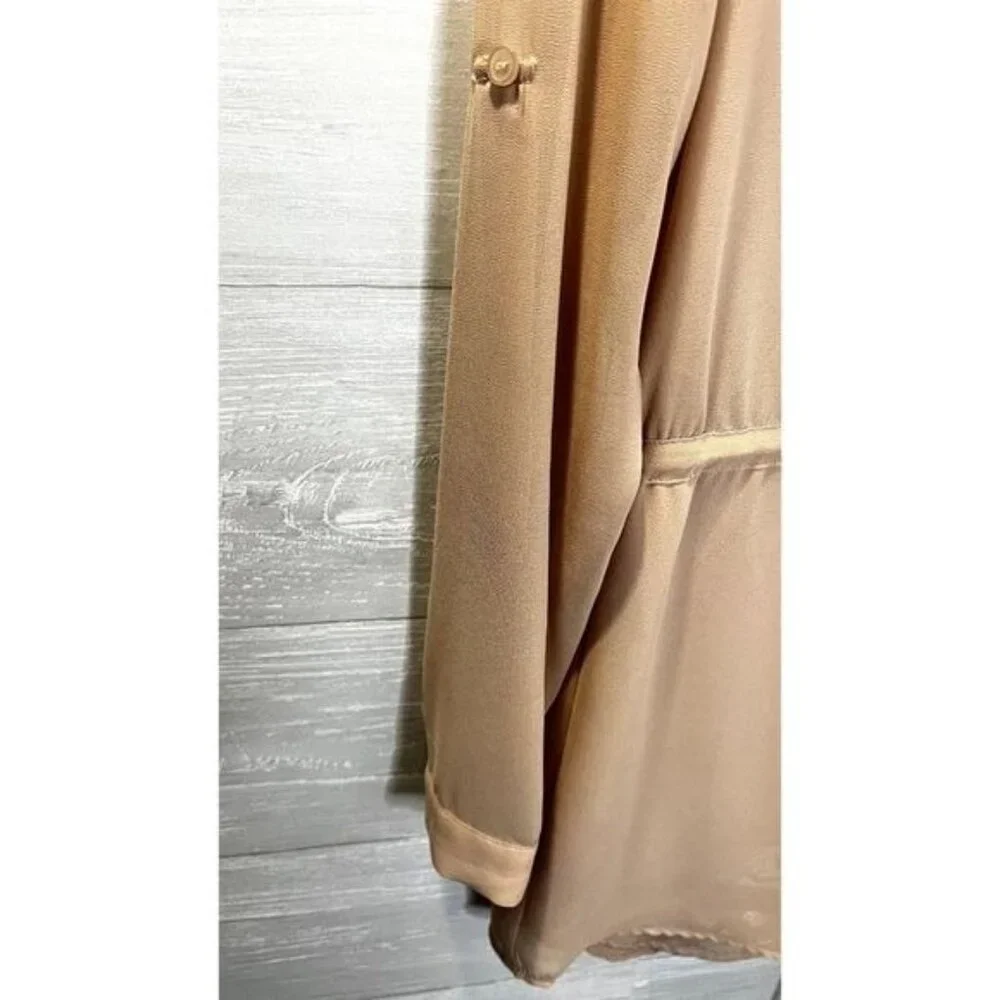 BLUSH Women's V- Neck Long sleeve Tie Waist Hi Lo‎ Hem Dress